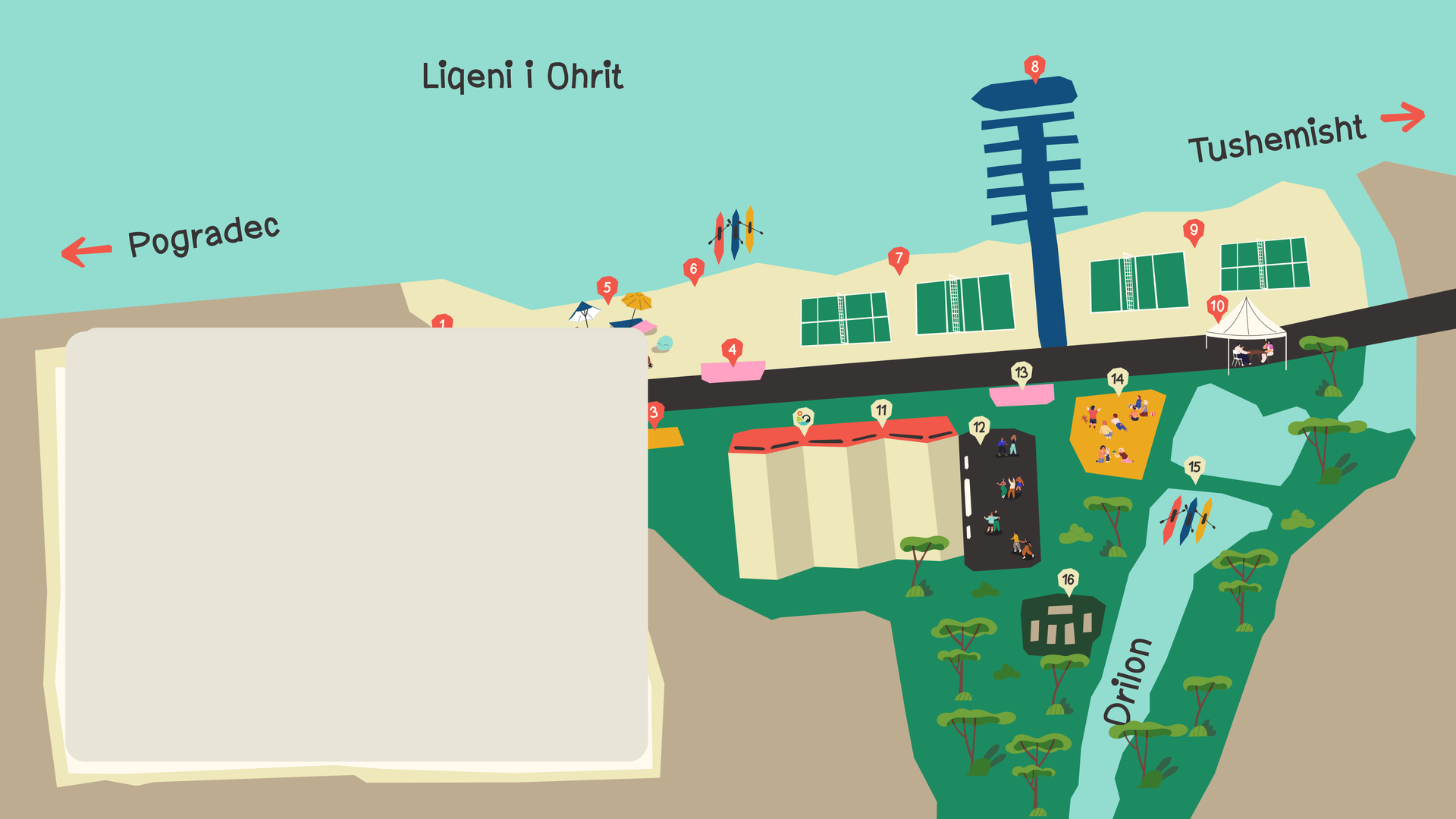 Harta ilustrative e Lyhnida Fusion Fest në Parkun Drilon